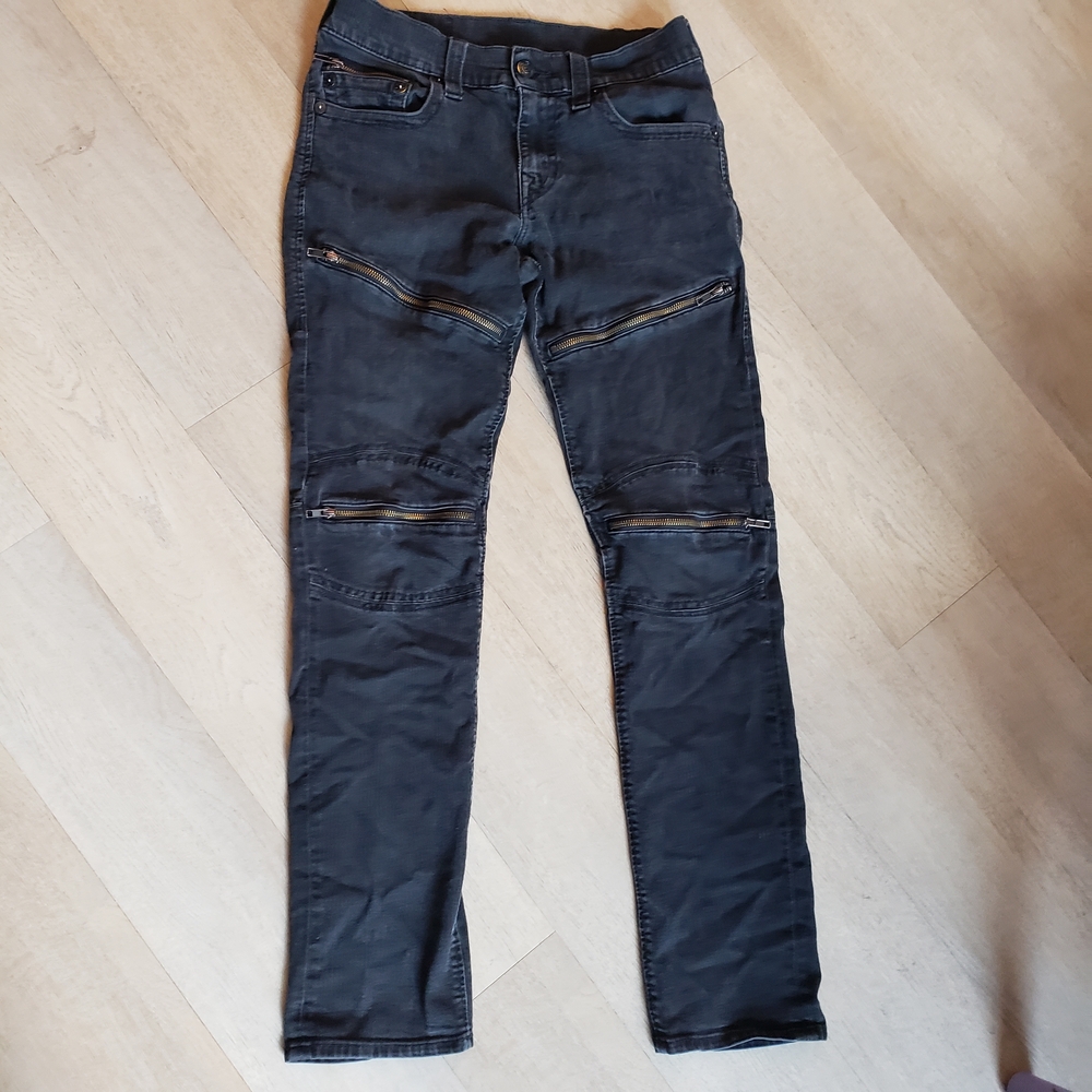 Rare True Religion Faded Black Zipper Front Skinny